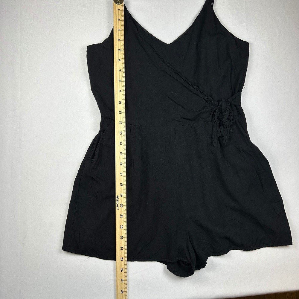 One Clothing Los Angeles Womens Black Wrap Front Romper Side Tie Pocket Large - Picture 5 of 14